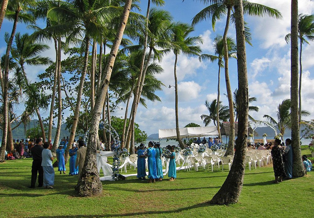 bruiloft op het hoofdeiland van Chuuk