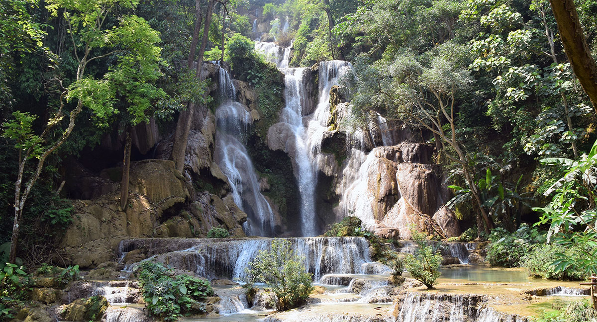 De watervallen bij Luang Prabang.