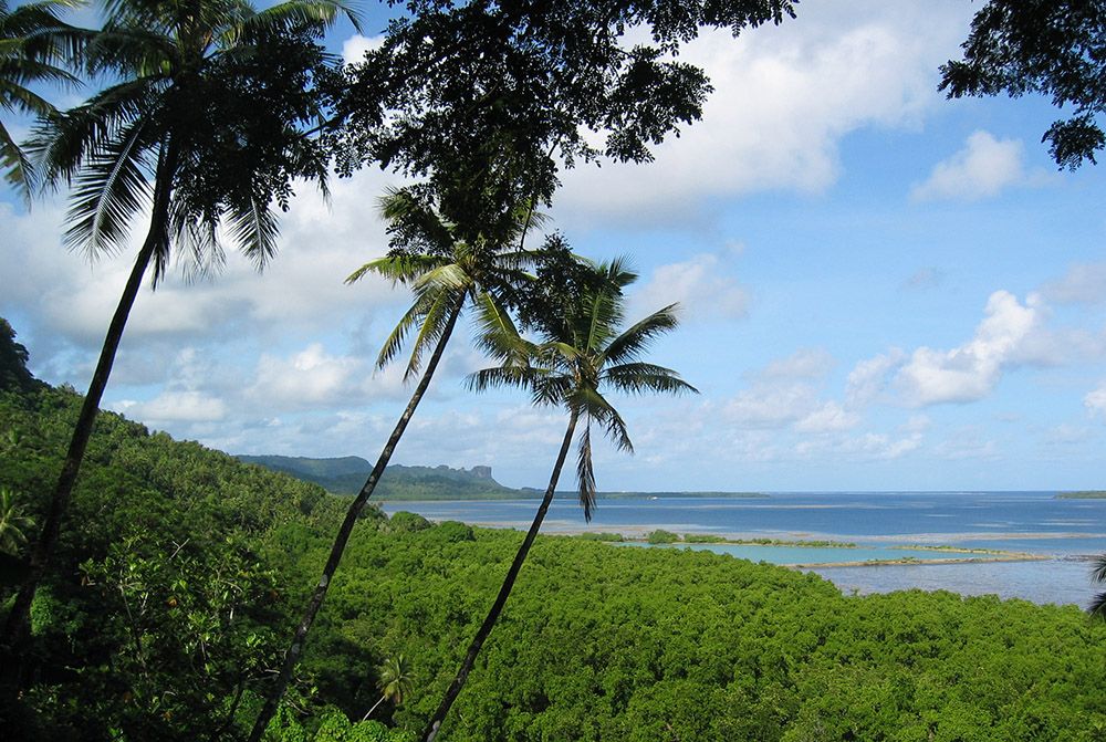 uitzicht vanaf ons hotel op Pohnpei