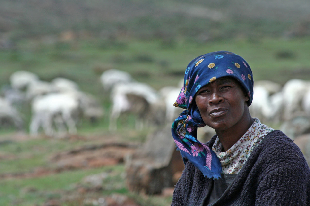 Herdersvrouw in Lesotho.