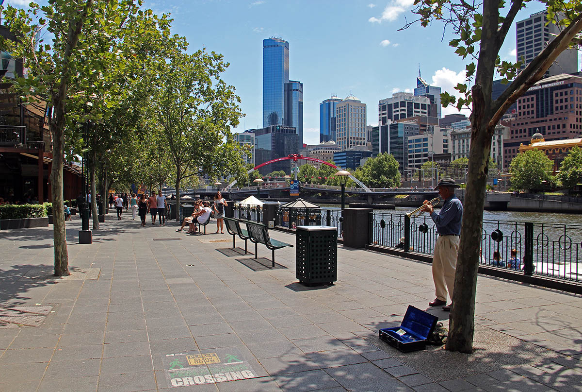 Straatmuzikant in Melbourne, Australië