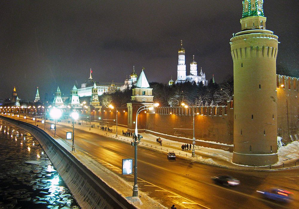 Straatbeeld bij het Kremlin in Moskou, Rusland