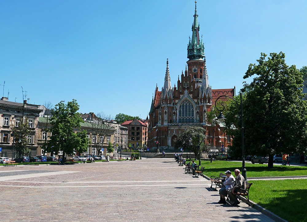 plein met kerk in Krakau