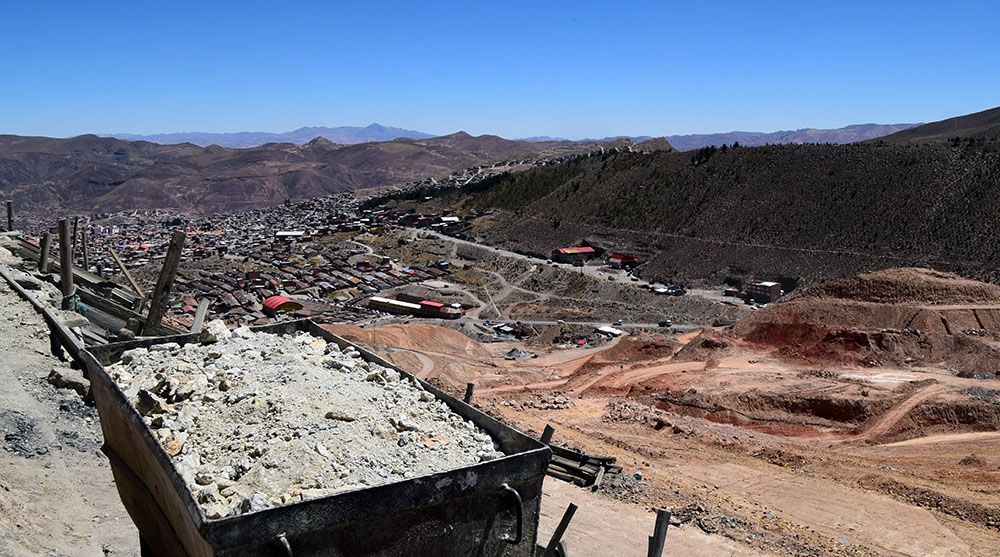 uitzicht op de zilvermijnen van Potosi in Bolivia