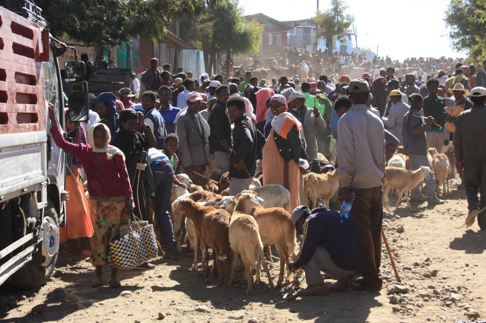 Straatbeeld van Addis Abeba, Ethiopië