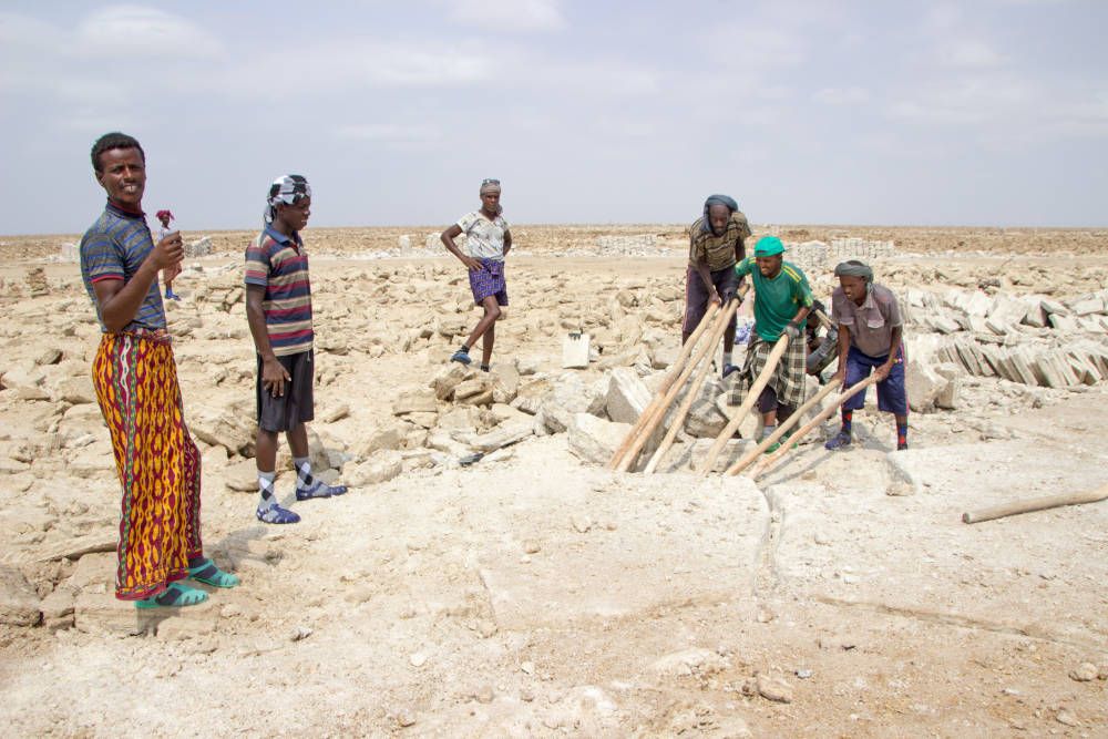 Zoutblokken bij Danakil, Ethiopië