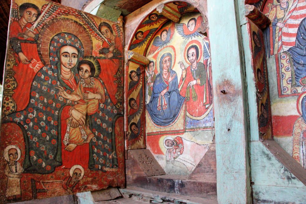 Fresco's in een kerk in Ethiopië