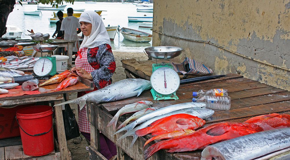 vismarkt in Port Louis op Mauritius