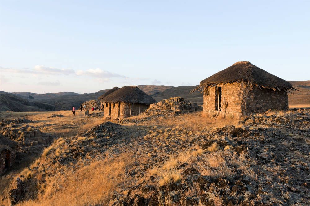 zonsondergang bij Lalibela, Ethiopië