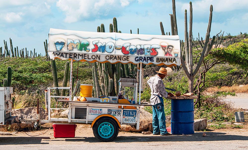 mobiel fruitstalletje op Aruba