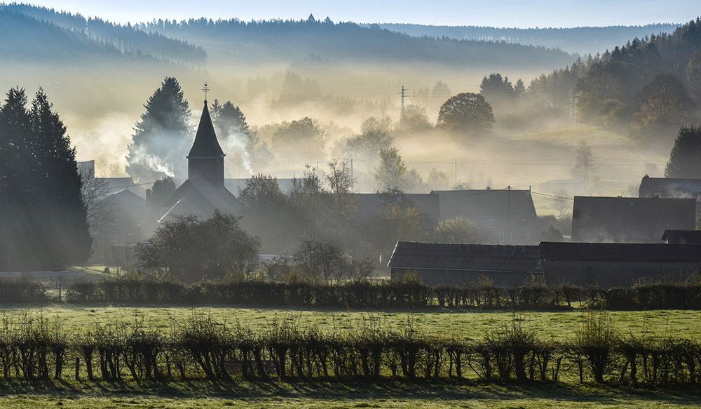 Mist in de Belgische Ardennen