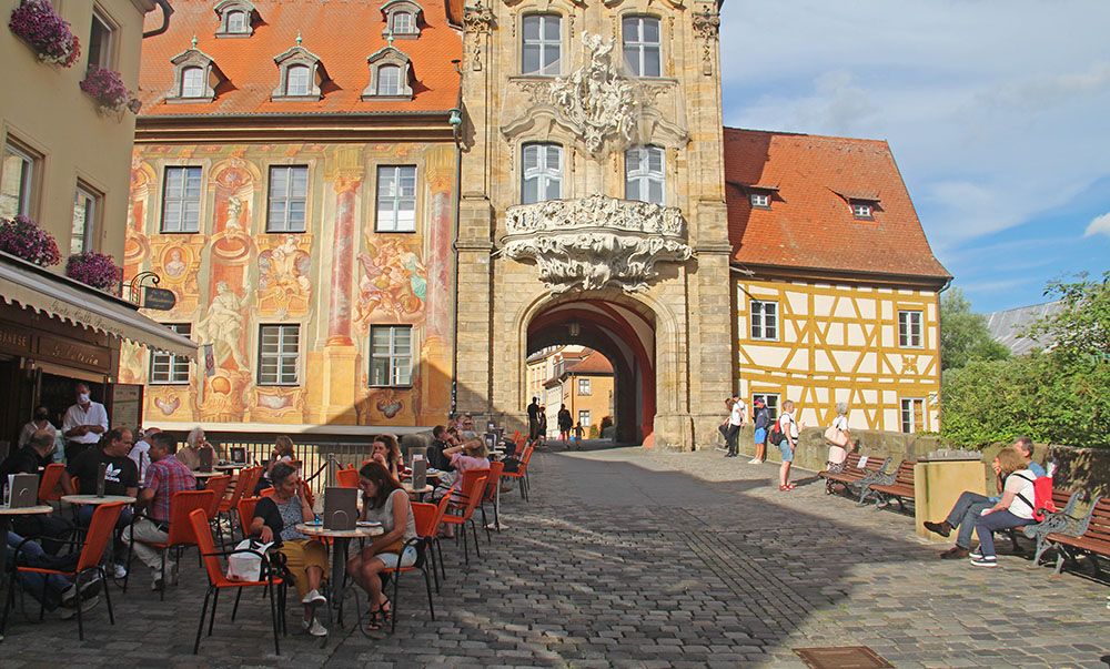 Een van de vele terrassen in Bamberg