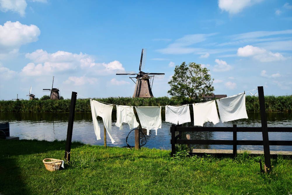 Wasgoed aan de Kinderdijk