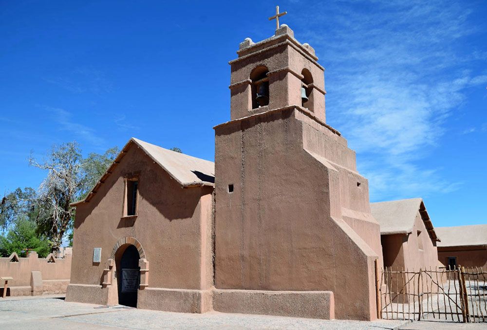 De kerk in het centrum van San Pedro de Atacama.