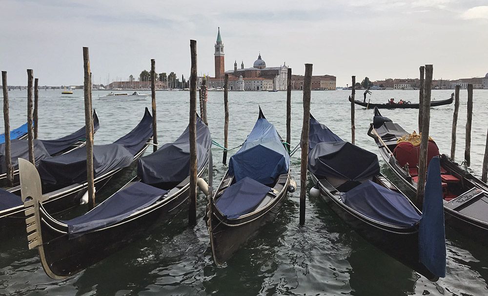 Uitzicht op de laguna bij San Marco en San Giorgio Maggiore