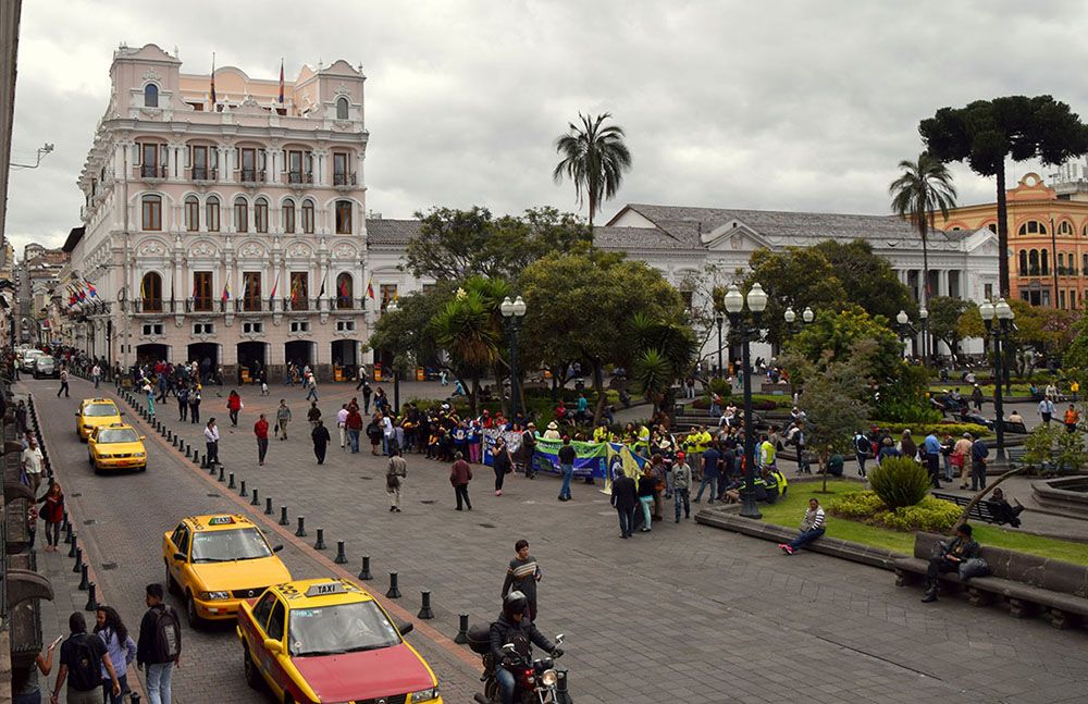 Het centrale plein van Quito.