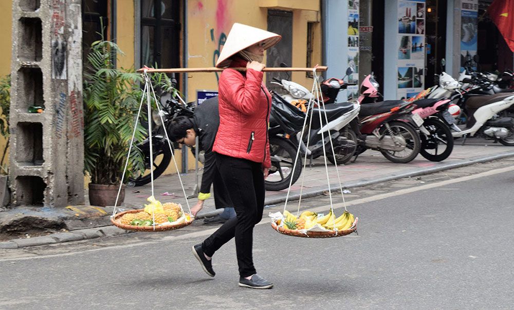 Straatbeeld in Hanoi, Noord-Vietnam