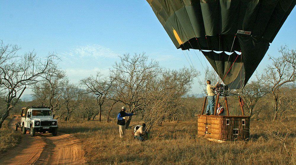 Net geland met de ballon