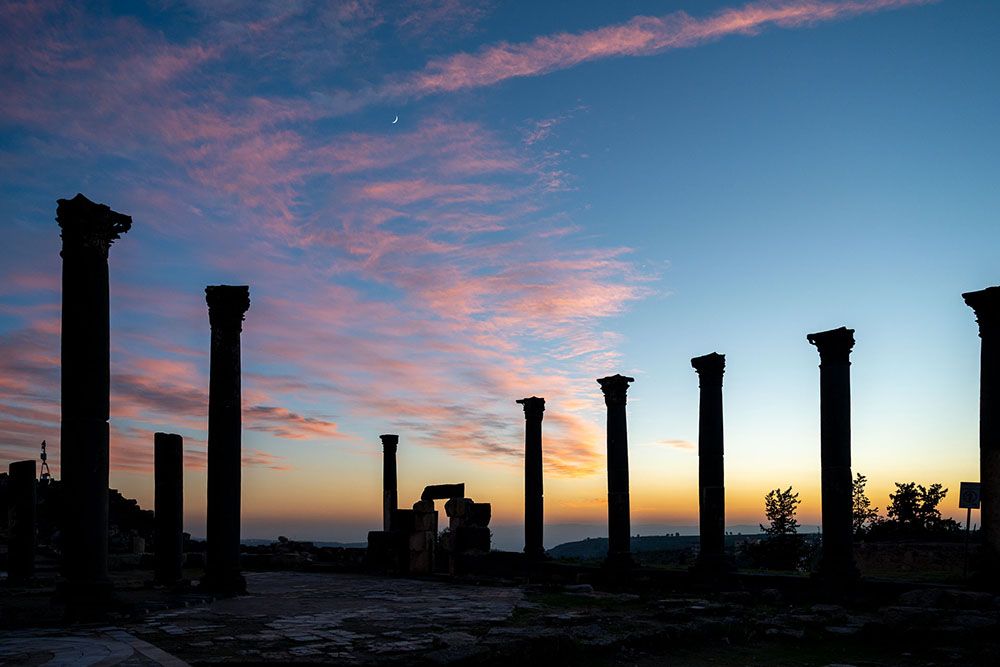 Zonsondergang in Umm Qais