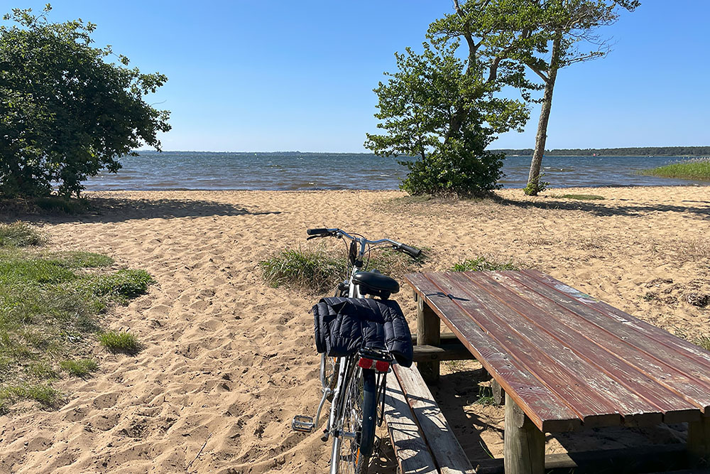 grijsopreis-frankrijk-highlight-les-landes-fiets-meer-mobiel Fiets bij het meer