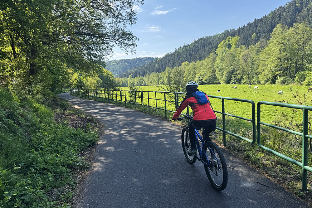 grijsopreis-tsjechie-highlight-loket-fietspad-mobiel Fietser