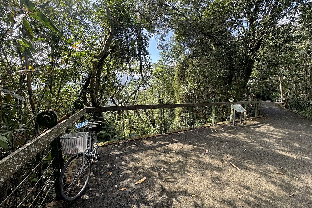 grijsopreis-taiwan-highlight-sun-moon-lake-fiets Onze fiets bij een uitzichtpunt