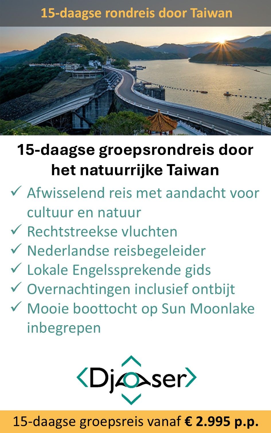 Djoser – Taiwan – groepsrondreis – 15 dagen
