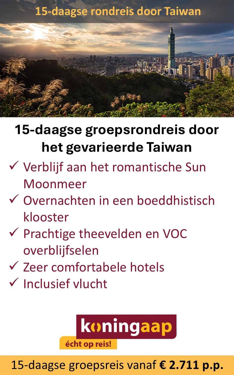 Koning Aap – Taiwan – groepsrondreis – 15 dagen