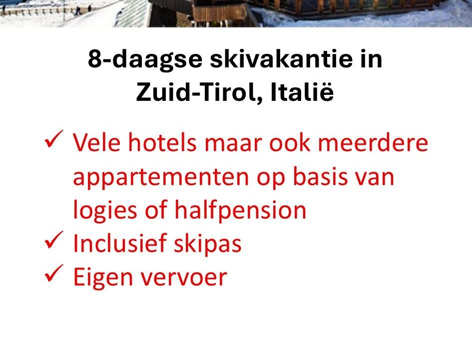 TUI – Italië – skivakantie – Zuid-Tirol