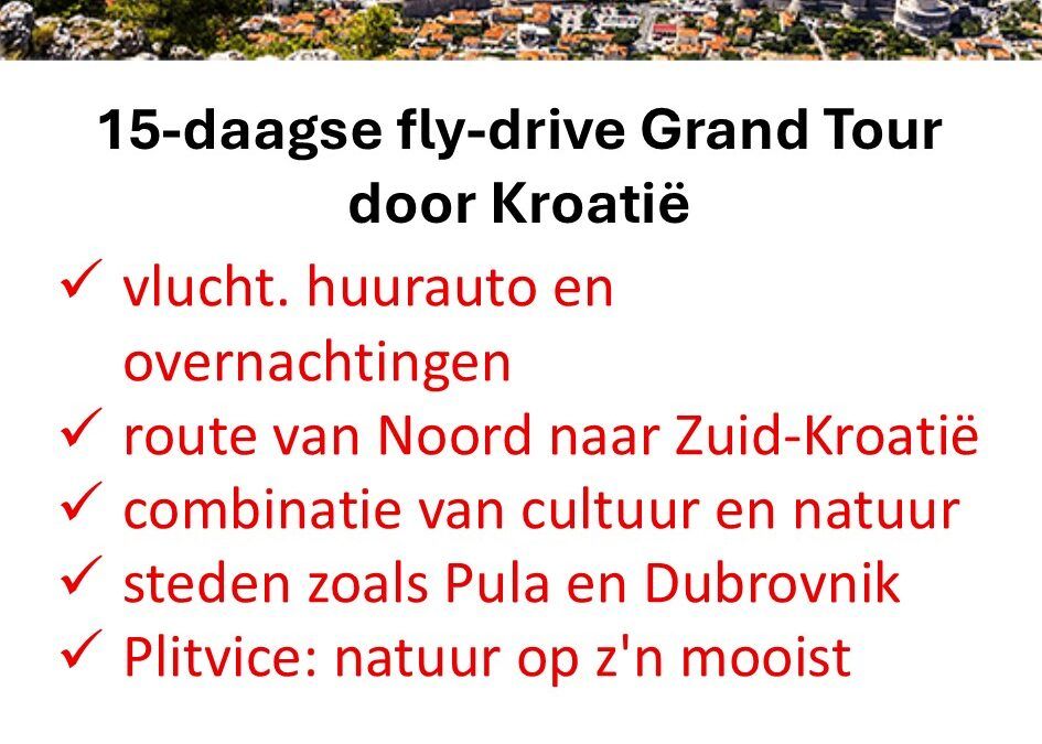 TUI – Kroatië – fly-drive – 15 dagen