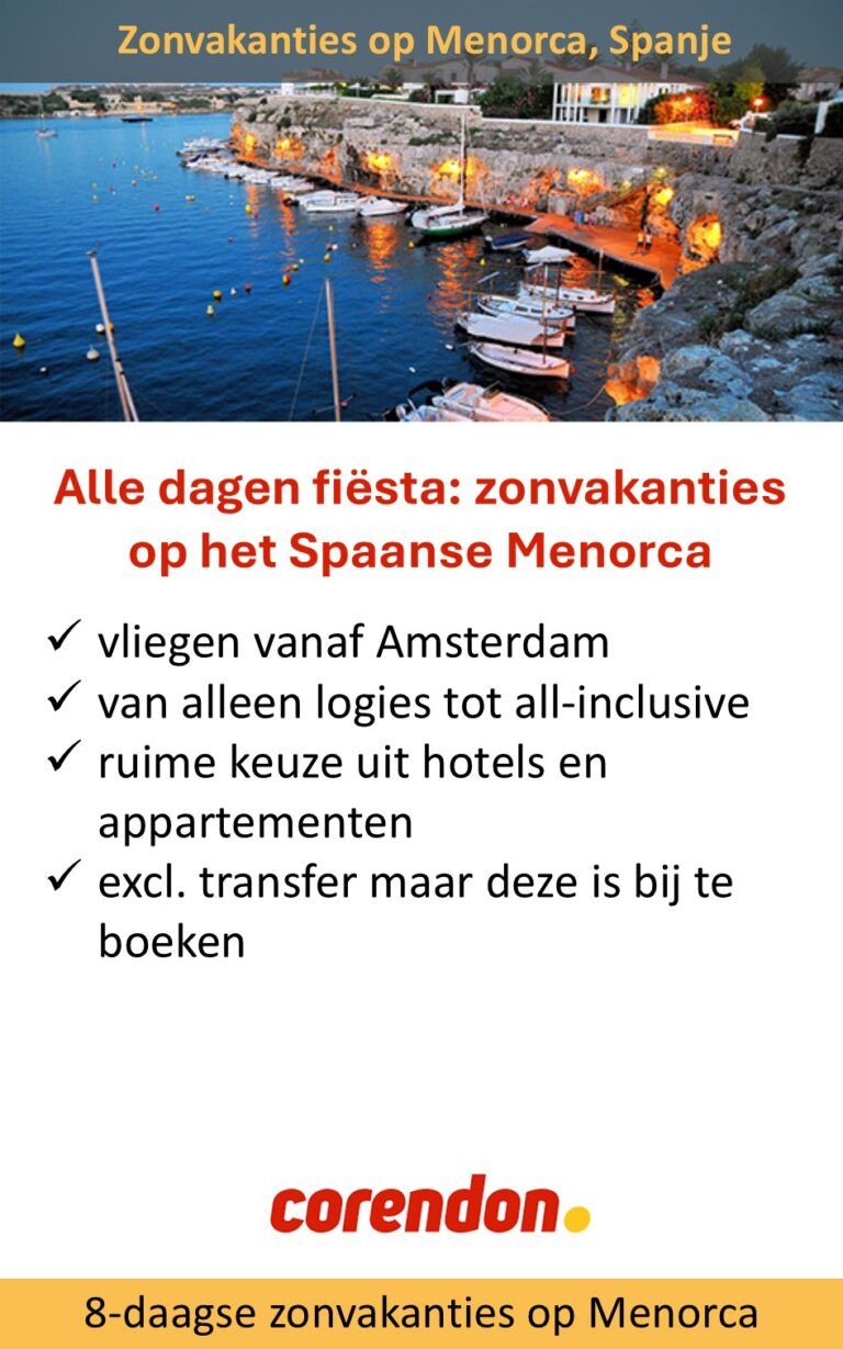 Corendon – Menorca – zonvakanties