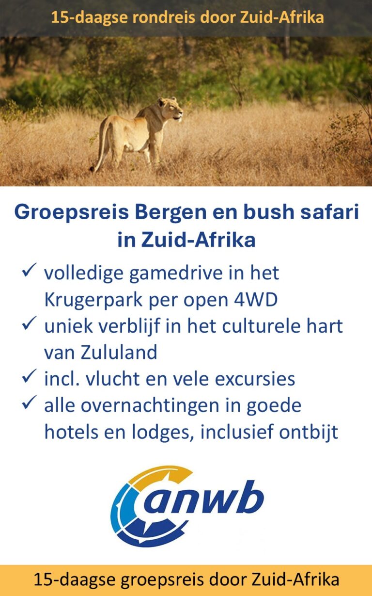 ANWB – Zuid-Afrika – groepsrondreis incl safari – 15 dagen