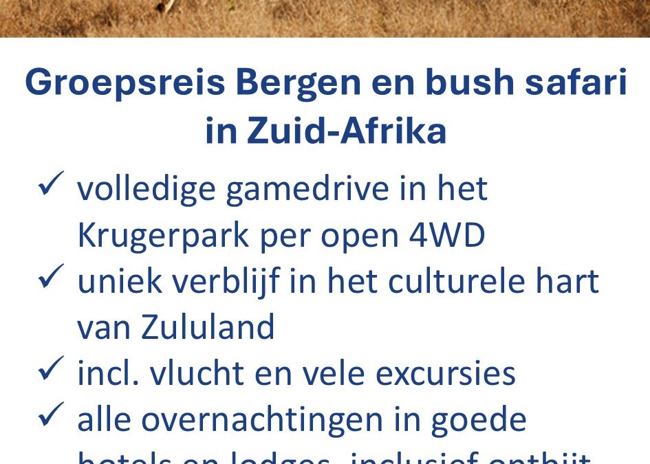 ANWB – Zuid-Afrika – groepsrondreis incl safari – 15 dagen