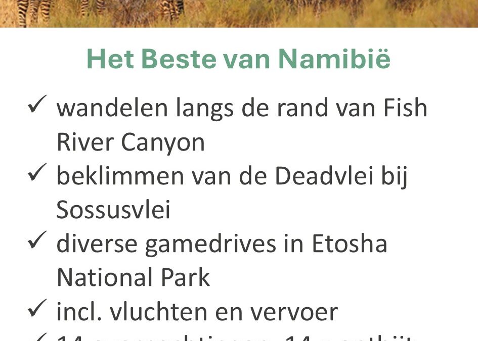 Afrika Plus – Namibië – 17 dagen – groepsreis