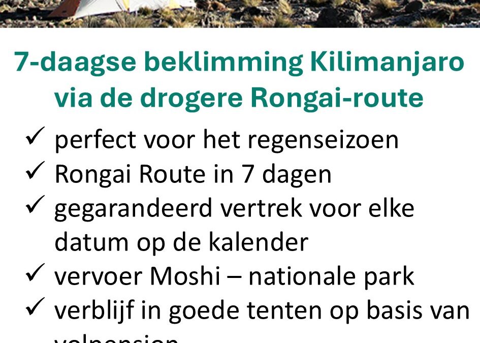 Bookatrekking – beklimming Kilimanjaro – Rongai
