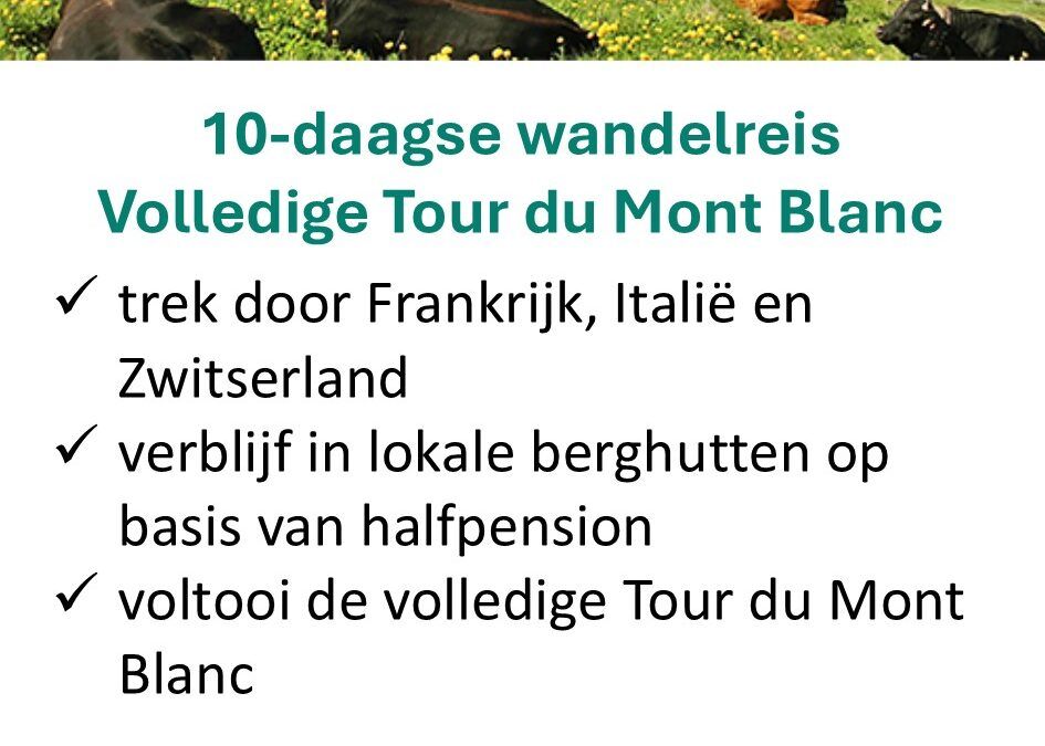 Bookatrekking – privéwandelvakantie – Volledige Tour du Mont Blanc