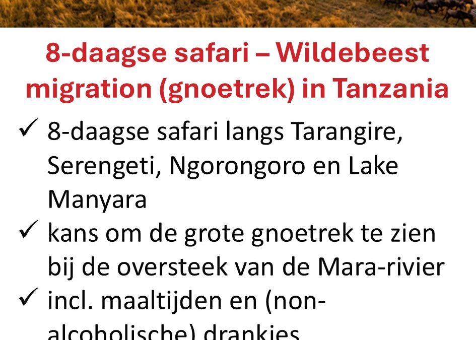SafariBookings – 8 dagen safari – gnoetrek – Tanzania