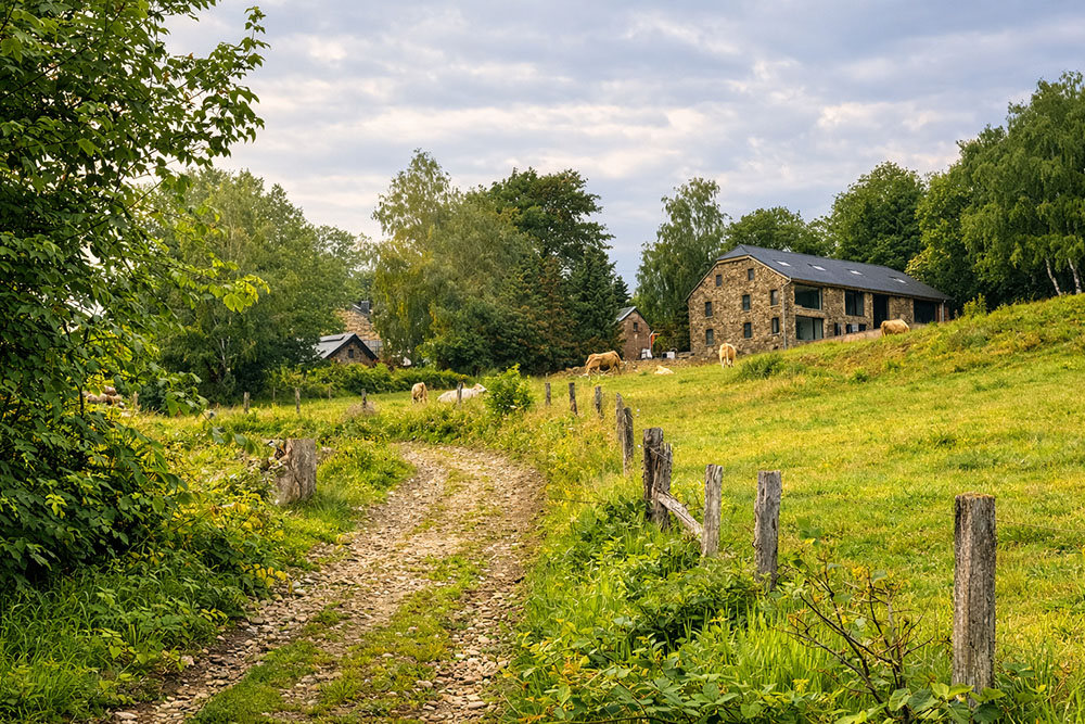 Landelijke omgeving in de Amblèvevallei